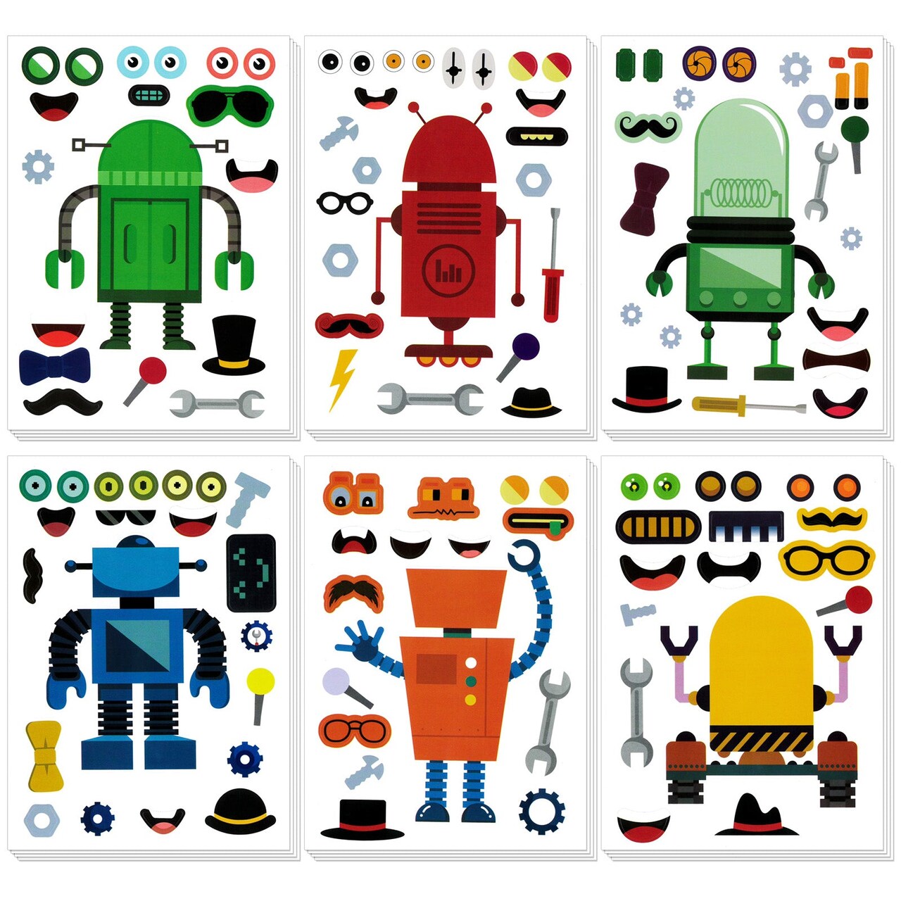 Wrapables Make Your Own Sticker Sheets, DIY Make a Face Animal, Food, Party Favor Stickers (24 Sheets)
